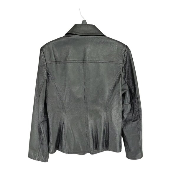 Vintage Leather Jacket Blazer Womens Black Small 90's - Picture 3 of 9
